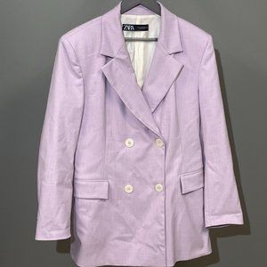 Zara Lavender Double-Breasted Blazer